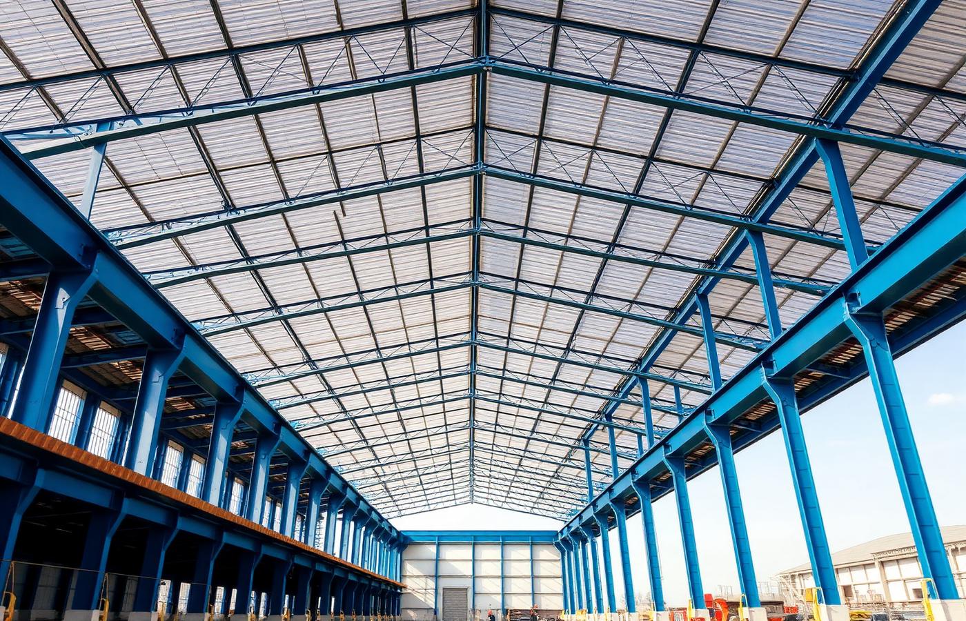 Completed industrial steel framing